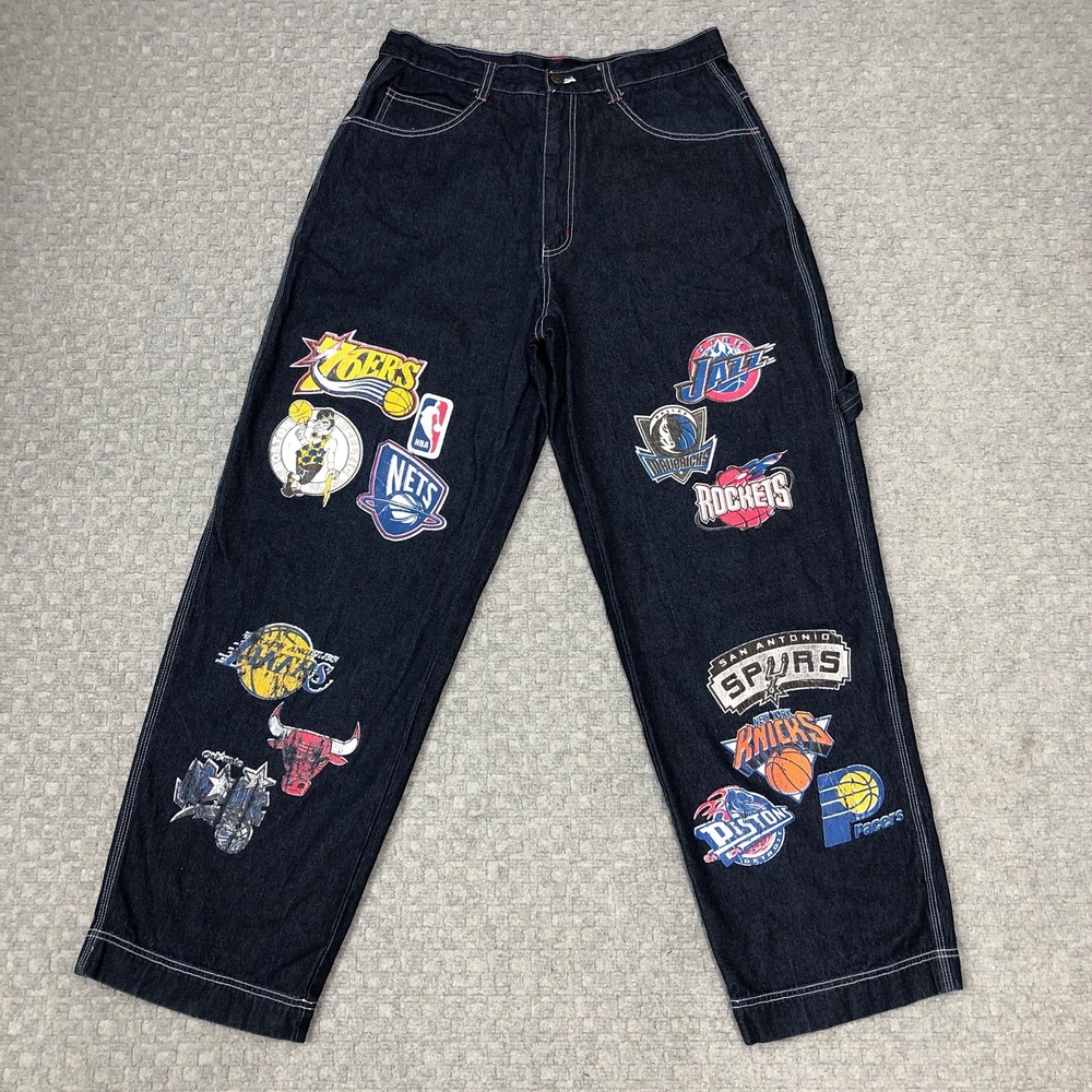 VTG NBA All Teams Jeans Mens 36 Denim Basketball Los Angeles Bulls Knicks 90s